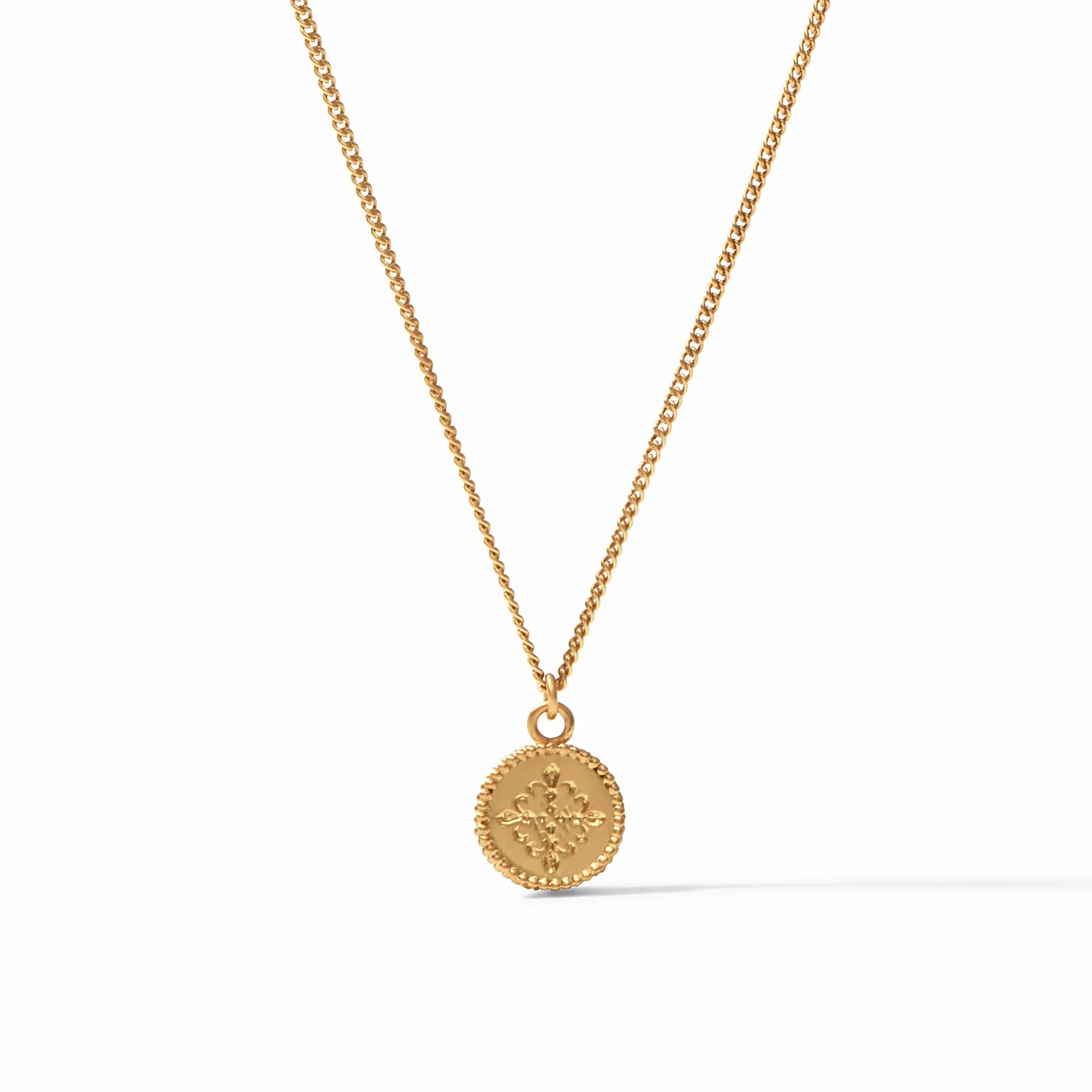 Fleur-de-Lis Solitaire Necklace - Iridescent Capri Blue