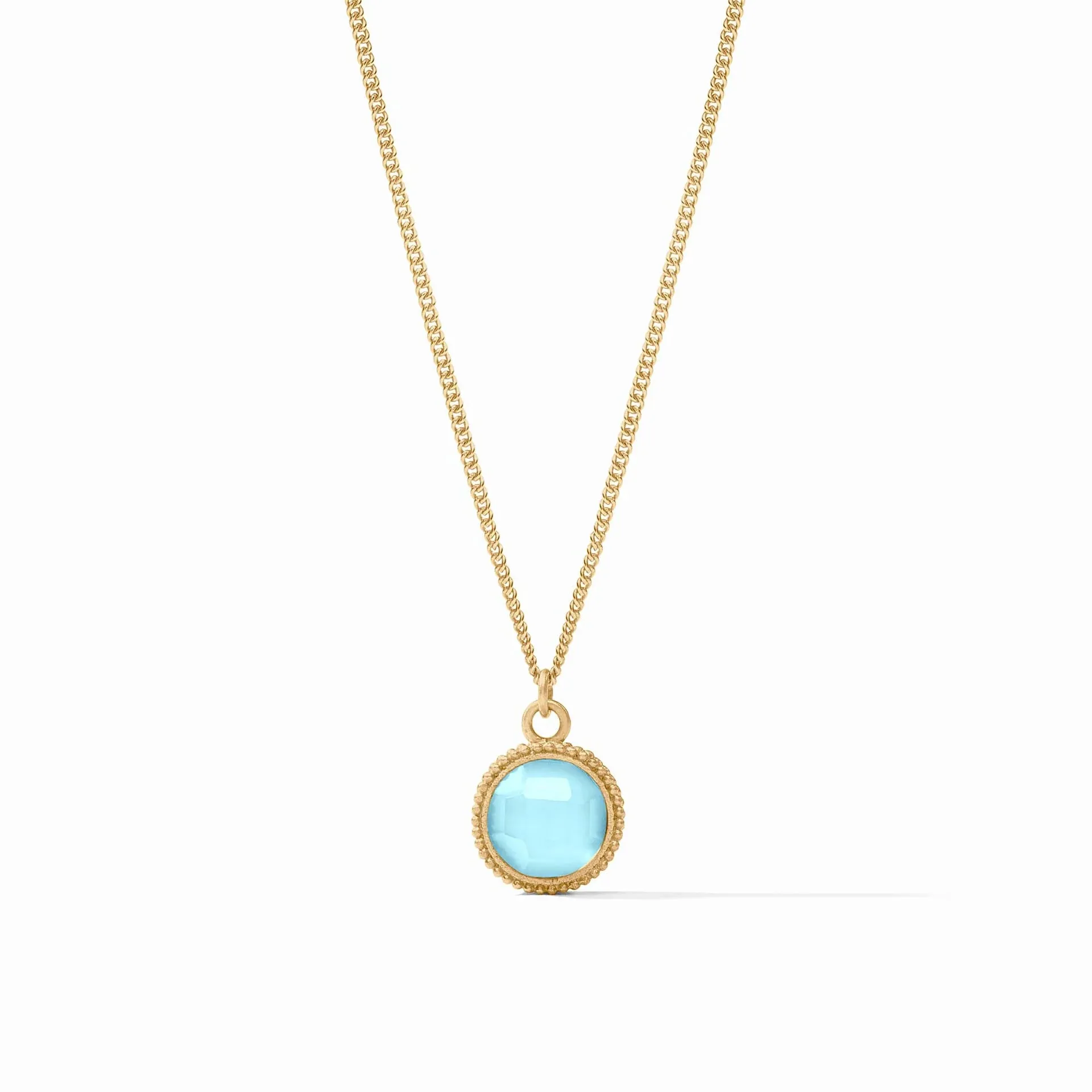 Fleur-de-Lis Solitaire Necklace - Iridescent Capri Blue