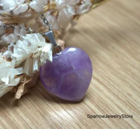 Genuine Amethyst Heart pendant necklace Amethyst crystal Mini Heart pendant Amethyst Pendant Reiki Chakra Amethyst Necklace Healing Pendant