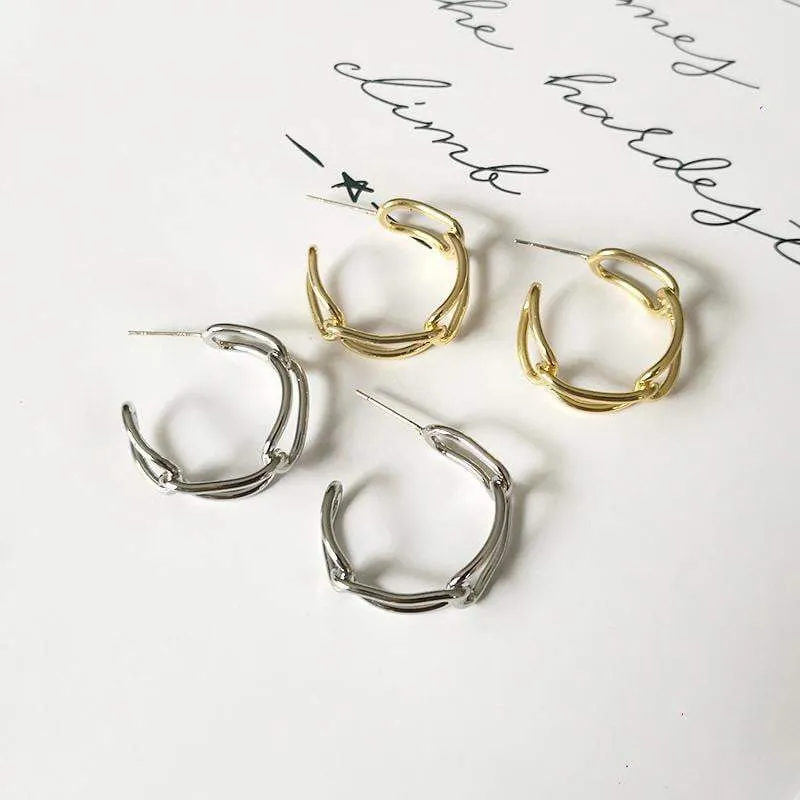Gold Cuban Hoop Earrings