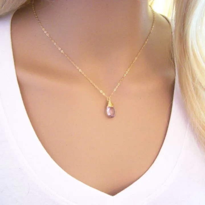 Gold-Filled Amethyst Briolette Teardrop Necklace