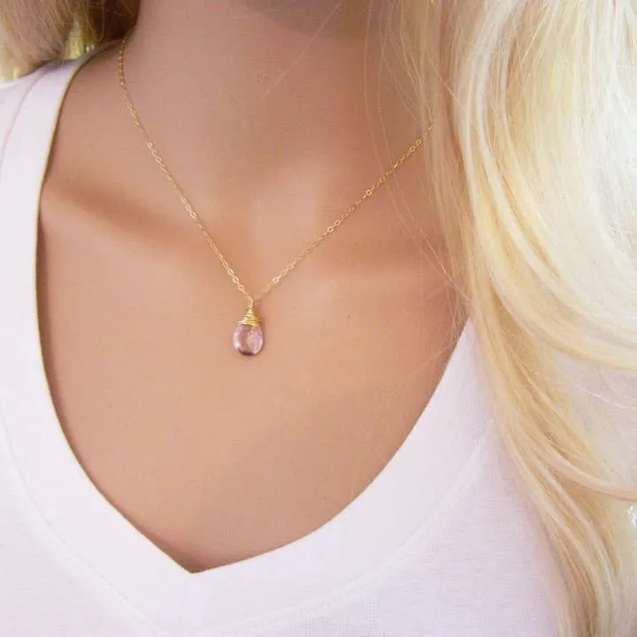 Gold-Filled Amethyst Briolette Teardrop Necklace