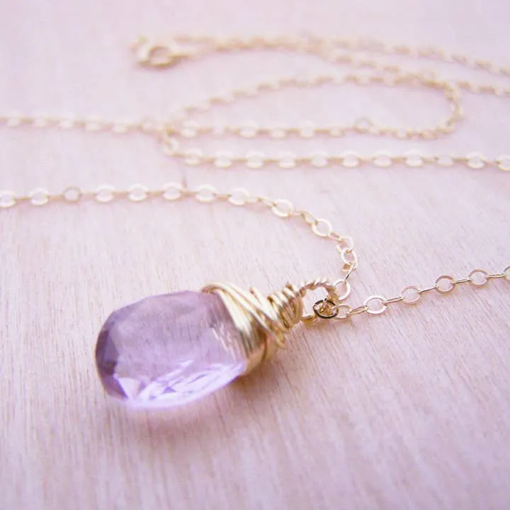 Gold-Filled Amethyst Briolette Teardrop Necklace