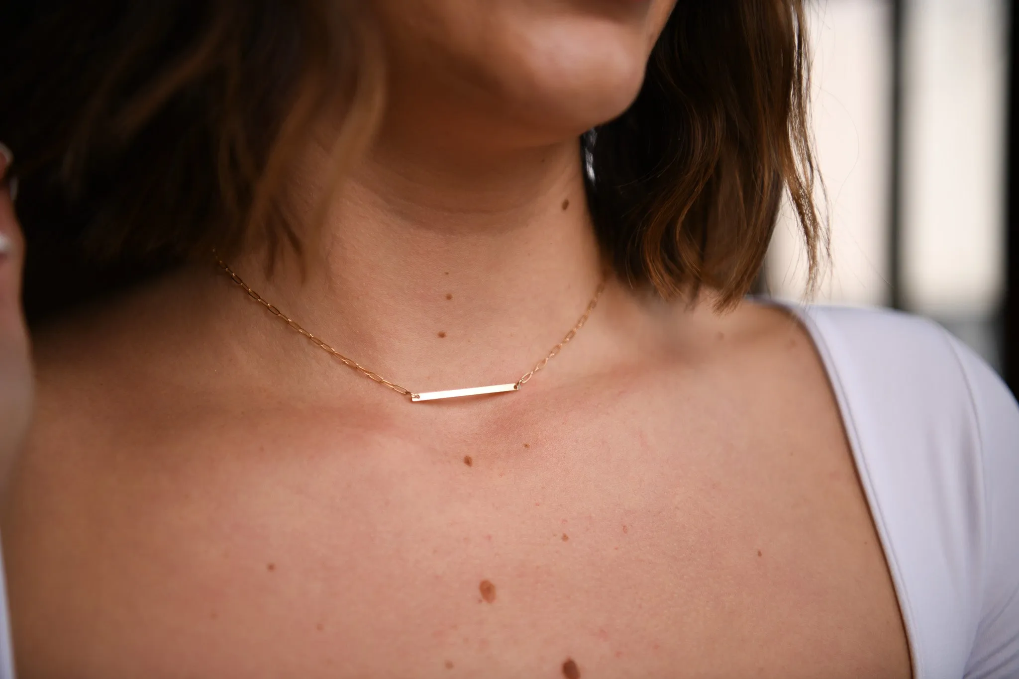 Gold Filled Ball Small Paperclip Chain Necklace