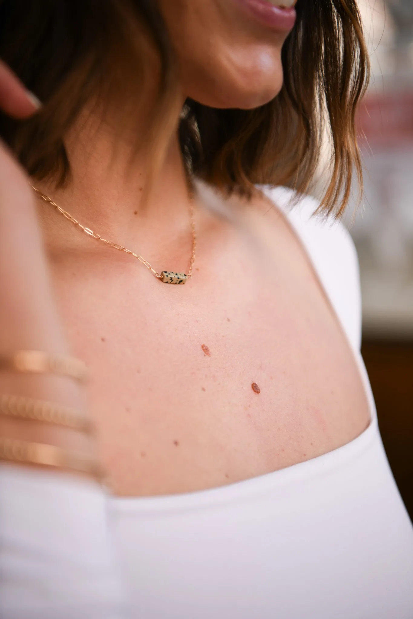 Gold Filled Ball Small Paperclip Chain Necklace