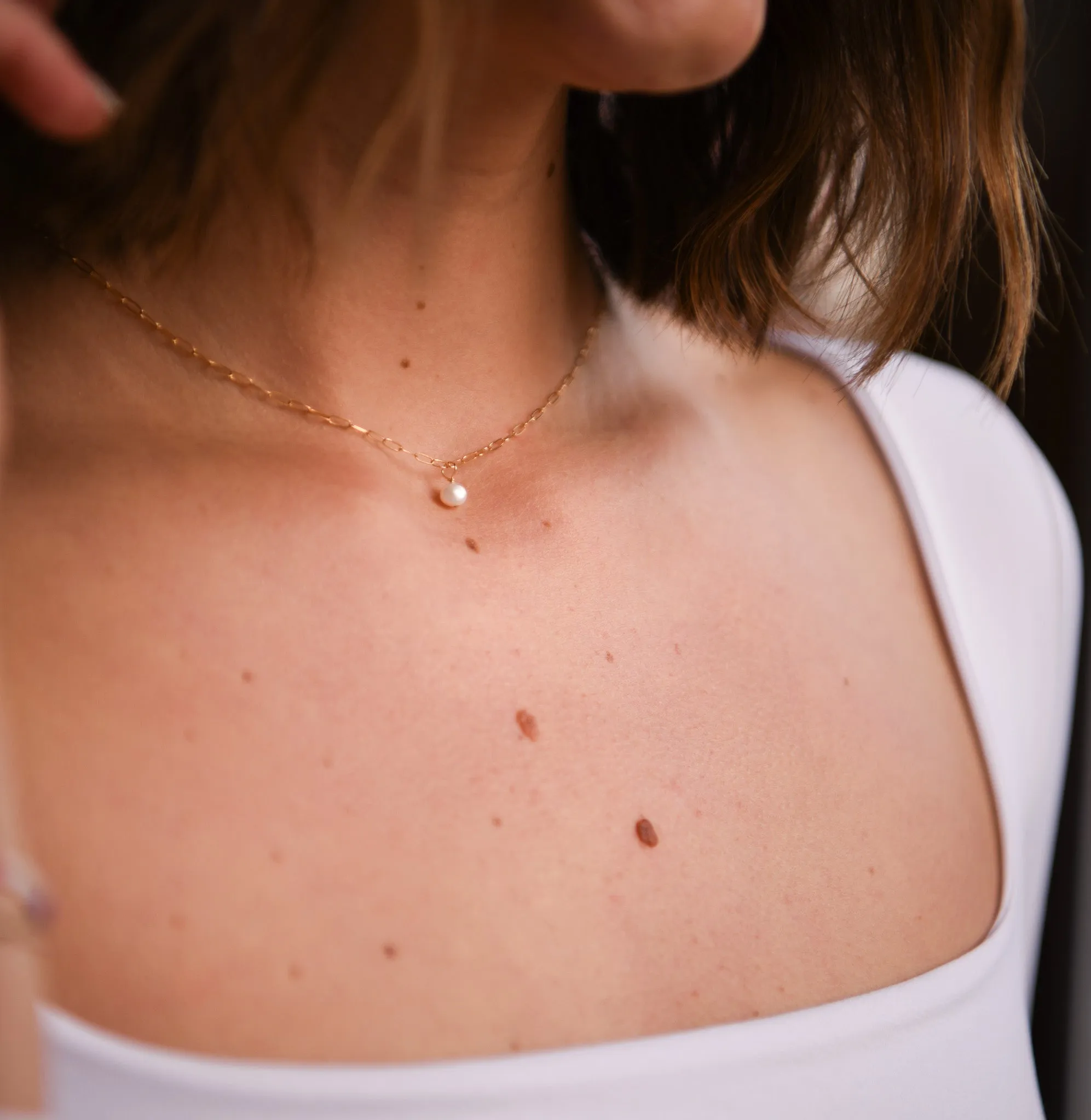 Gold Filled Ball Small Paperclip Chain Necklace