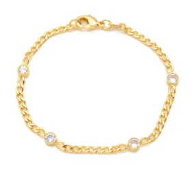 Gold Filled Cubic Zirconia Link Chain Bracelet