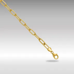 Gold Leslie's 14k 7 Inches Long 4.5mm Semi-Solid Paperclip Chain Bracelet Model-7361-7