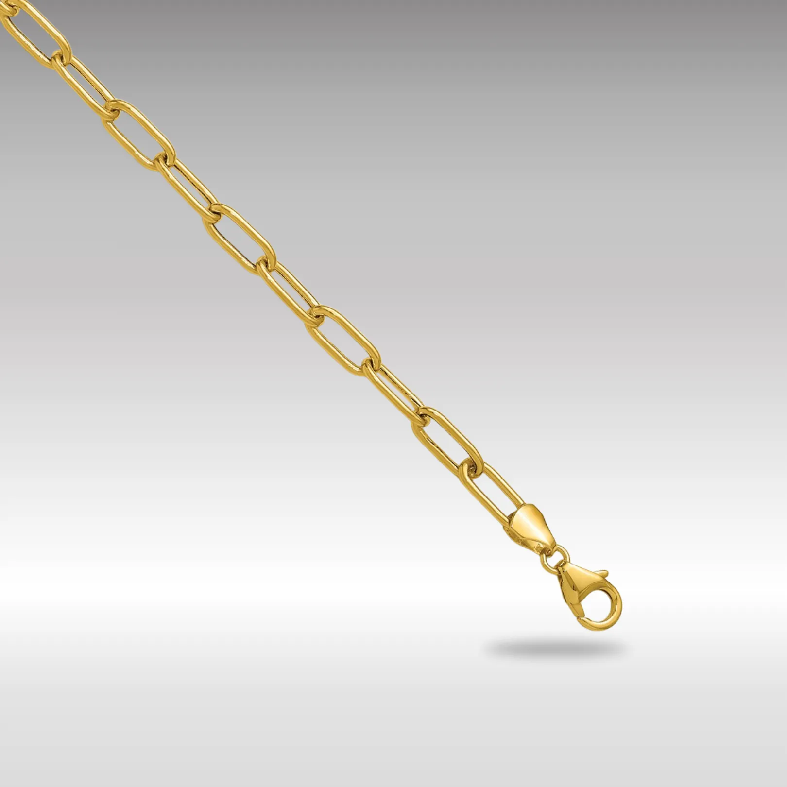 Gold Leslie's 14k 7 Inches Long 4.5mm Semi-Solid Paperclip Chain Bracelet Model-7361-7