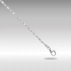 Gold Leslie's 14k White Gold 2.2mm 7 Inches Long Solid Beveled Diamond Cut Paperclip Chain Bracelet Model-7355-7