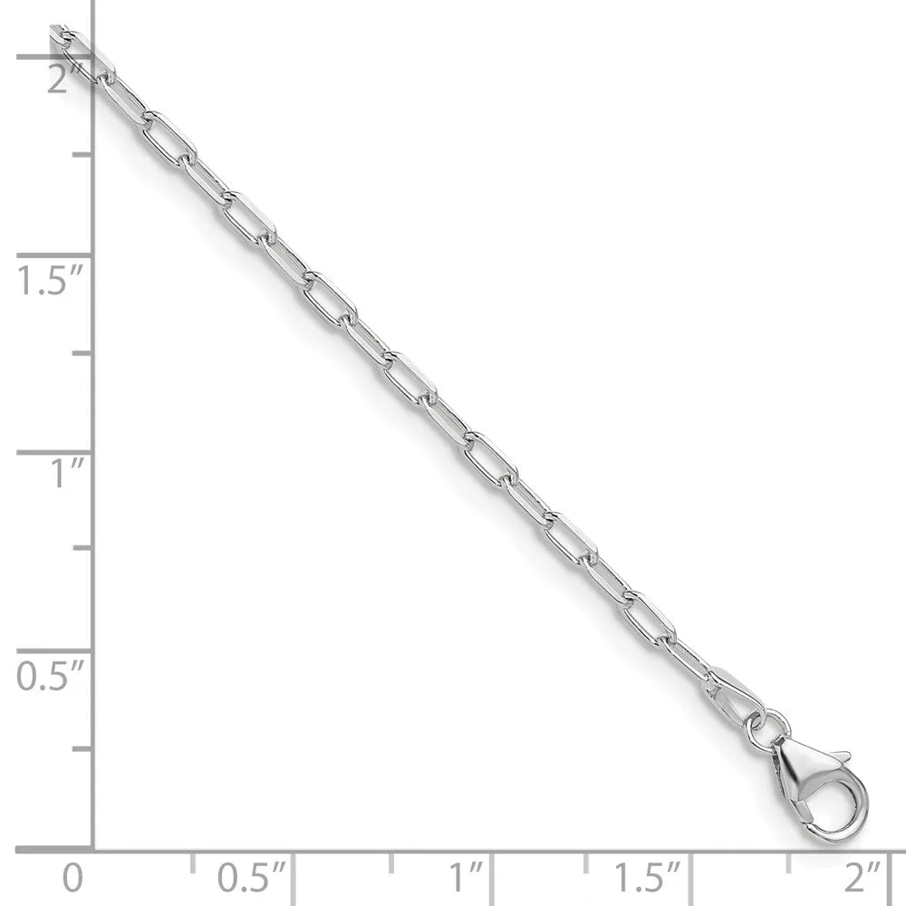 Gold Leslie's 14k White Gold 2.2mm 7 Inches Long Solid Beveled Diamond Cut Paperclip Chain Bracelet Model-7355-7