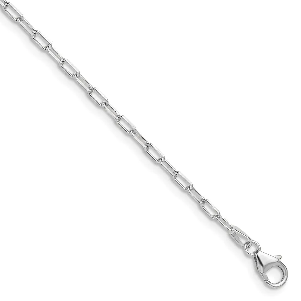 Gold Leslie's 14k White Gold 2.2mm 7 Inches Long Solid Beveled Diamond Cut Paperclip Chain Bracelet Model-7355-7
