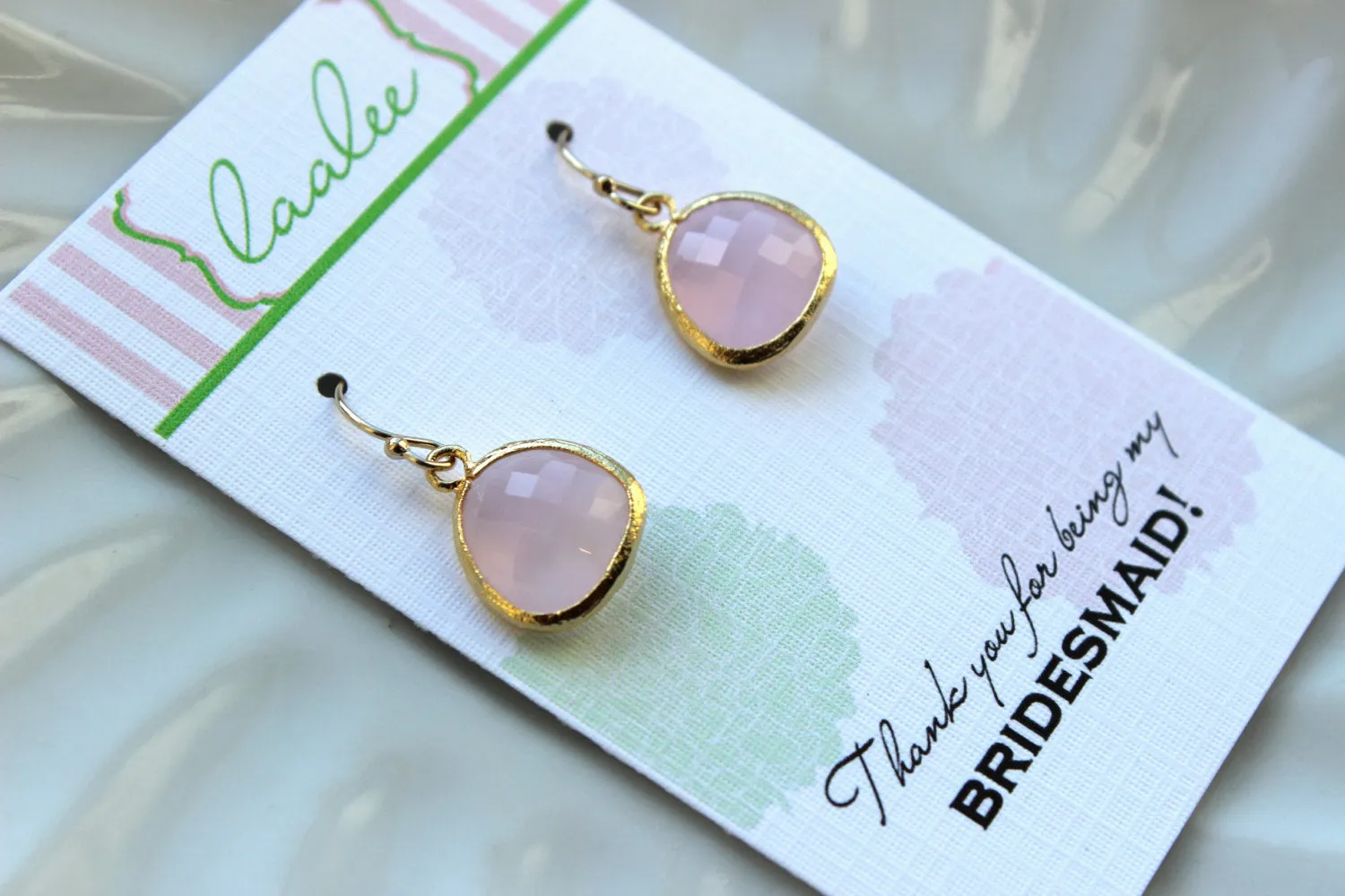 Gold Pink Opal Earrings Blush Wedding Jewelry Light Pink Bridesmaid Earrings Gift Blush Pink Bridal Jewelry Personalized Gift Under 25