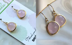 Gold Pink Opal Earrings Blush Wedding Jewelry Light Pink Bridesmaid Earrings Gift Blush Pink Bridal Jewelry Personalized Gift Under 25