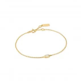 Gold Sparkle Emblem Chain Bracelet B041-02G-W