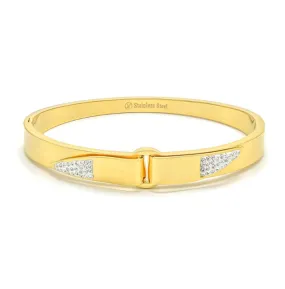 Gold Stainless Steel Cubic Zirconia Bangle Bracelet
