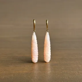Hand Carved Pink Opal Pillar Earrings
