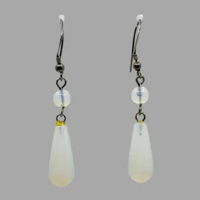 Hand Made Sterling silver Sea opal glass earrings GM159