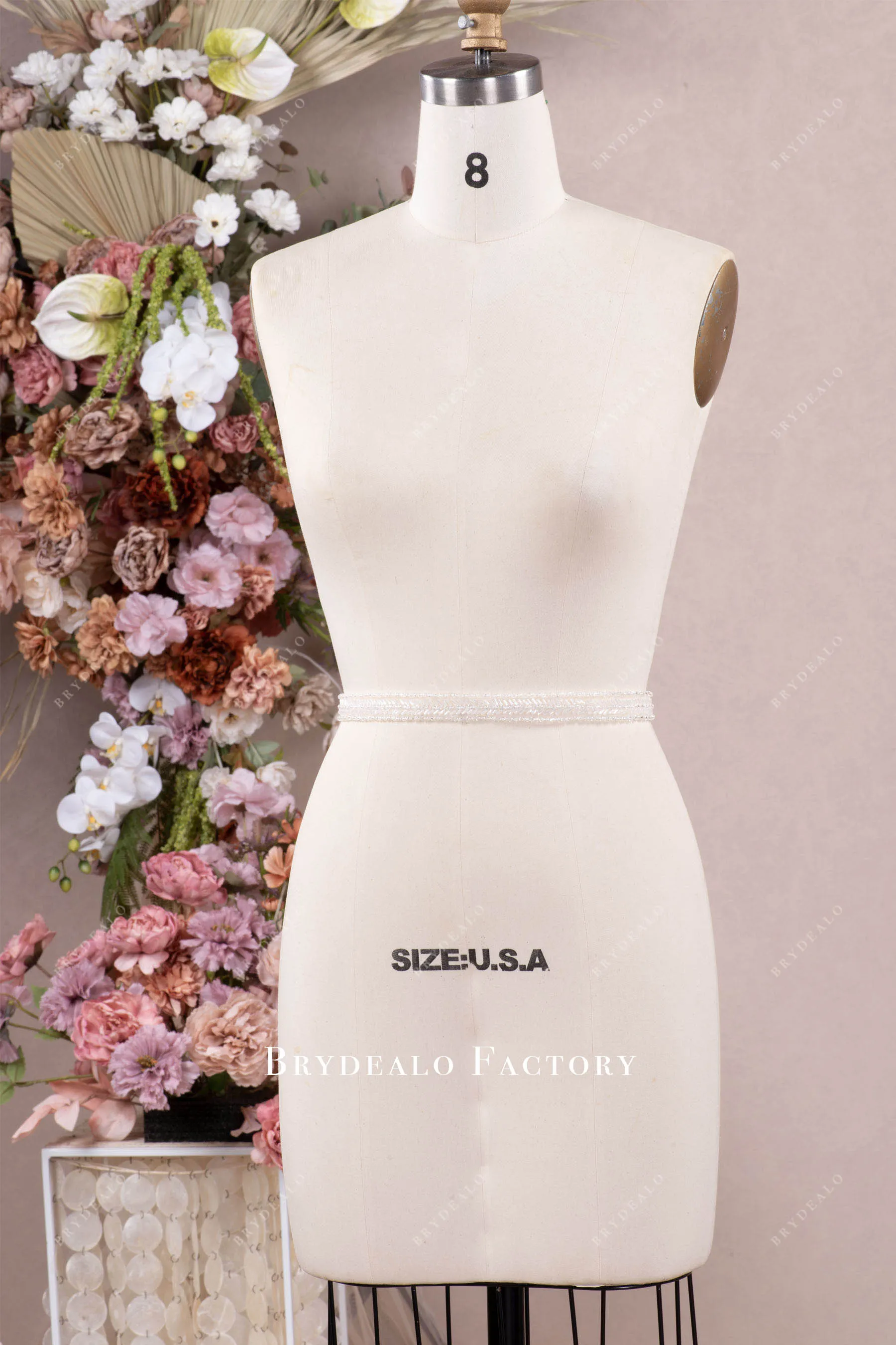 Hand-Sewn Crystal Wedding Dress Belt Online