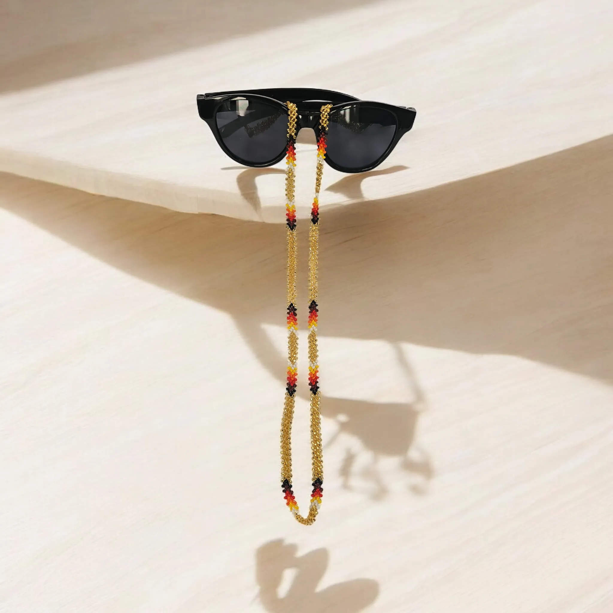 Handmade glasses  chain ( camel)