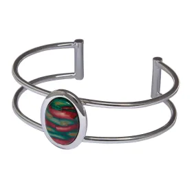 Heathergem Double Bar Bangle with Oval Stone