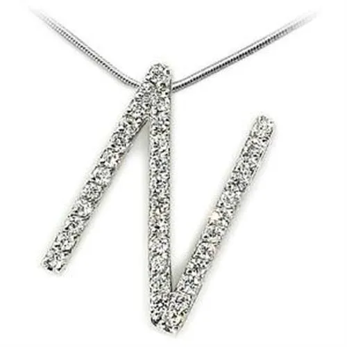 High-Polished 925 Sterling Silver Pendant with AAA Grade CZ in Clear for Women Clear Stone Color Style LOA268