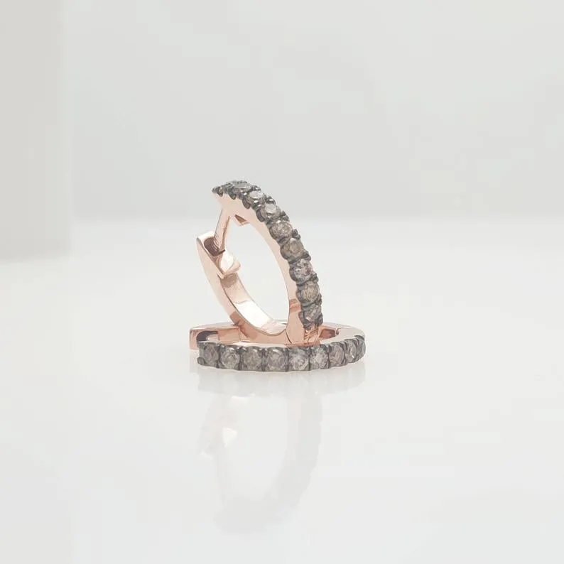 Hoop brown diamonds earrings