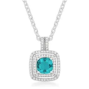 Idella Aqua Cushion Double Halo Pendant | 4.5ct