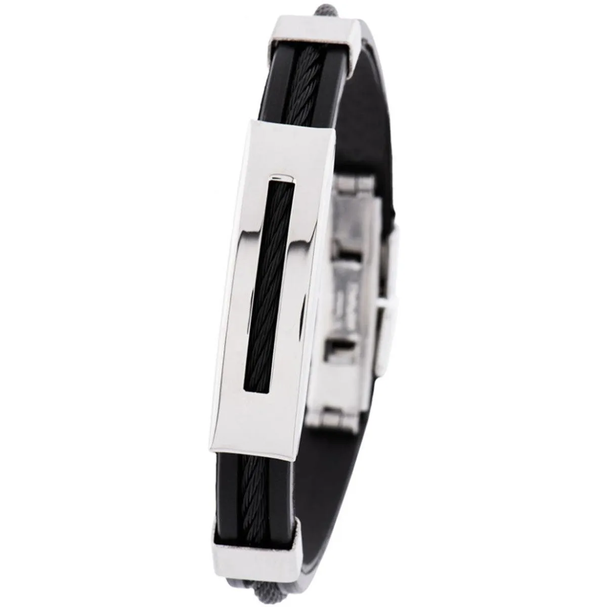 Invicta Men's Bracelet - Elements Black Wire Accented Rubber Strap | 35412