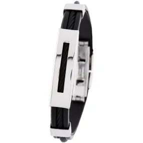 Invicta Men's Bracelet - Elements Black Wire Accented Rubber Strap | 35412