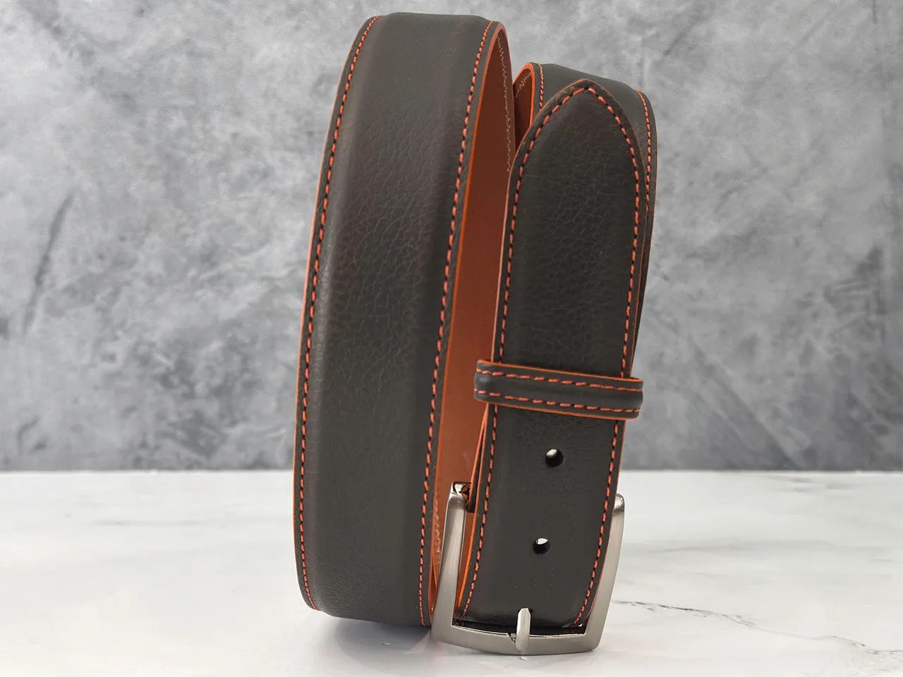 Italian Pebble Grain Calf Belt: Brown