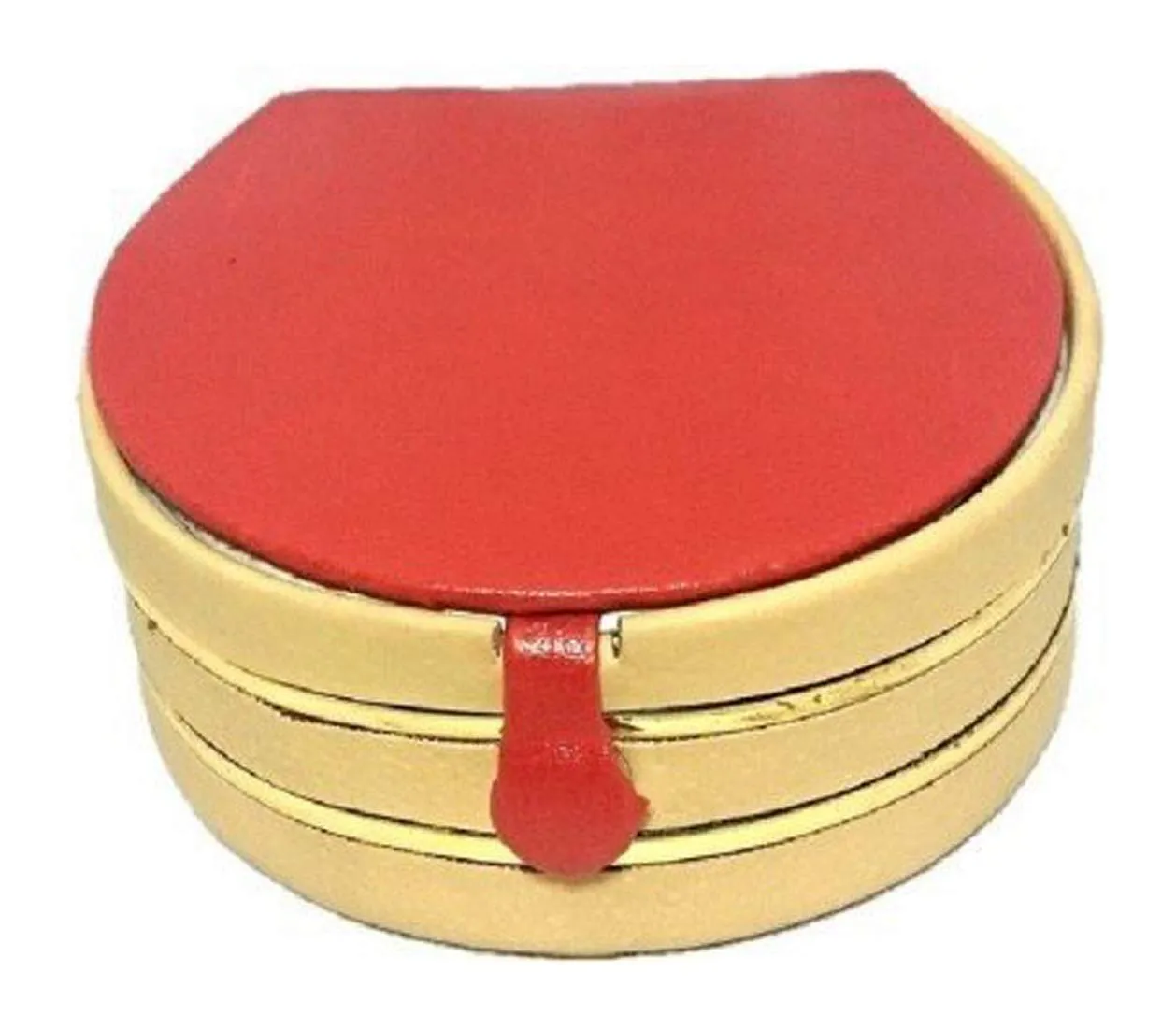 Kuber Industries Wooden 2 Pieces Velvet Small Round Bangle Box (Maroon) -CTLTC038961