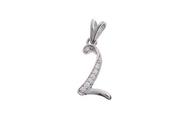 'L' Initial Pendant 18ct White Gold Cubic Zirconia P000L1
