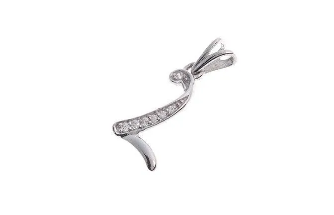 'L' Initial Pendant 18ct White Gold Cubic Zirconia P000L1