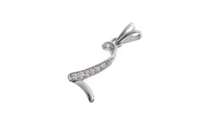 'L' Initial Pendant 18ct White Gold Cubic Zirconia P000L1
