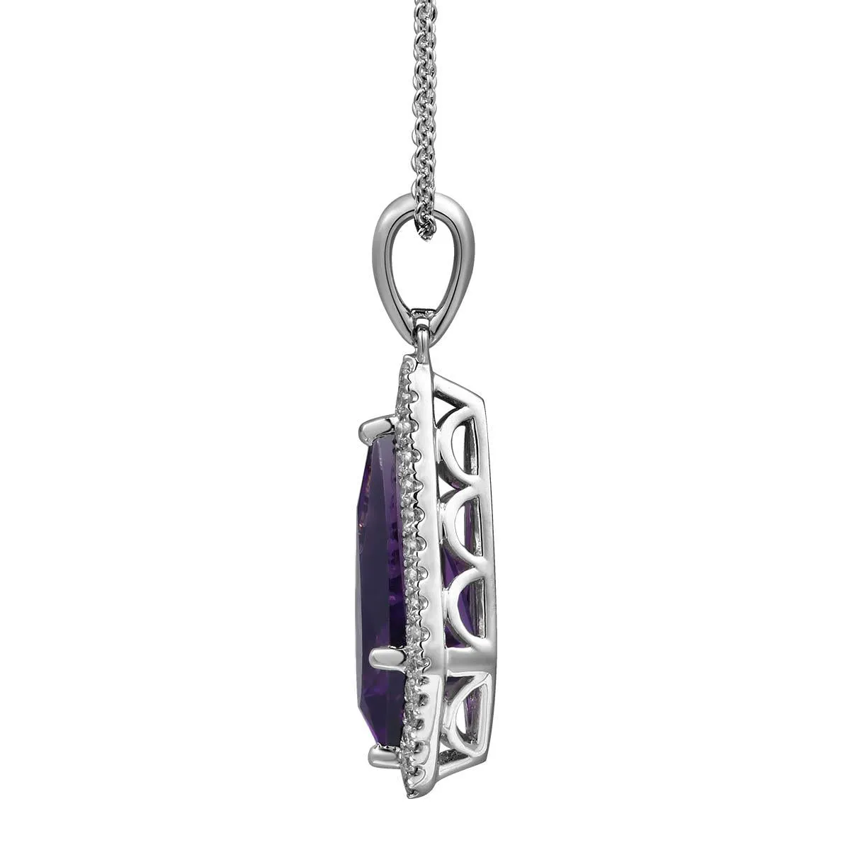 Ladies 0.14ctw Diamond Shape Amethyst Pendant Necklace