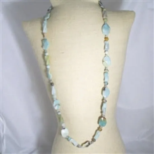 Large Bead Amazonite Big Bold Long Necklace