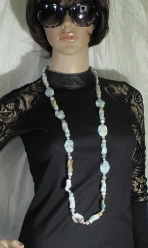 Large Bead Amazonite Big Bold Long Necklace