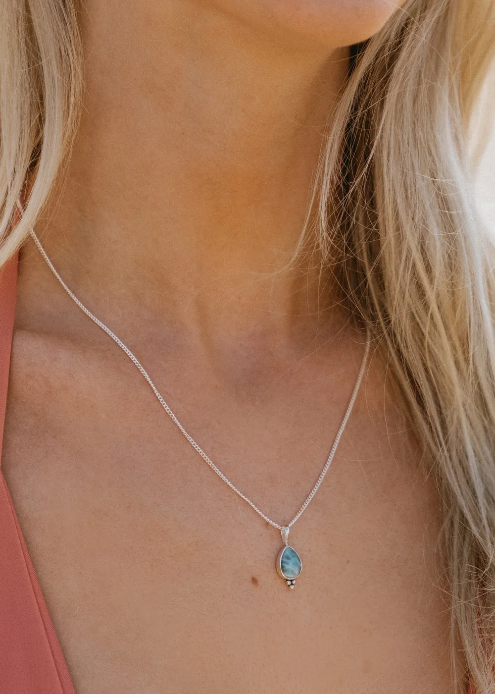 Larimar Teardrop Necklace by Tropical Tribe