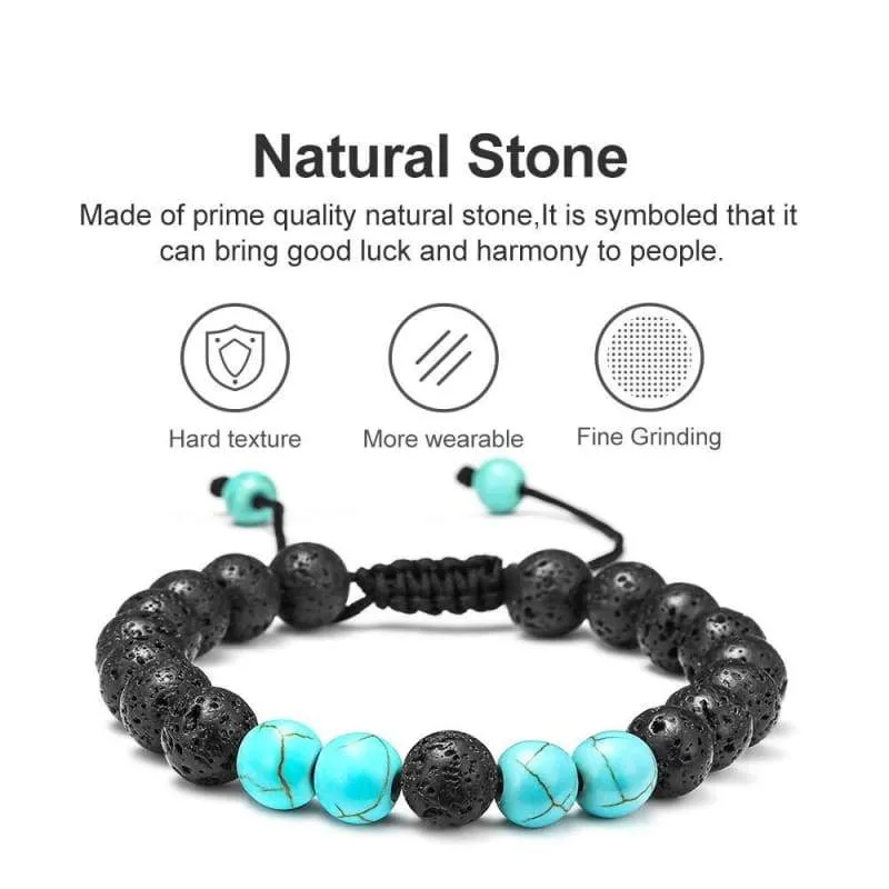 Lava Rock Bracelet - 8mm Lava Rock Bead Blue Turquoise Anxiety Bracelet  Men Women Stress Relief Yoga Beads Aromatherapy Essential Oil Diffuser Healing Bracelets