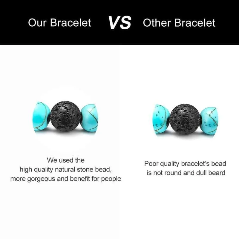 Lava Rock Bracelet - 8mm Lava Rock Bead Blue Turquoise Anxiety Bracelet  Men Women Stress Relief Yoga Beads Aromatherapy Essential Oil Diffuser Healing Bracelets