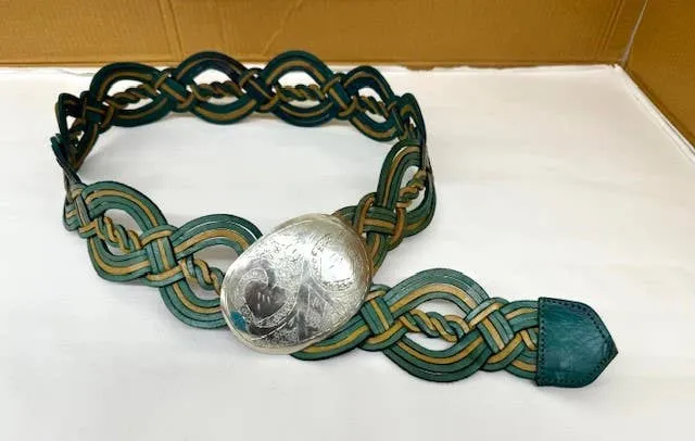 Leather Belt Multi Color Tq/Tan