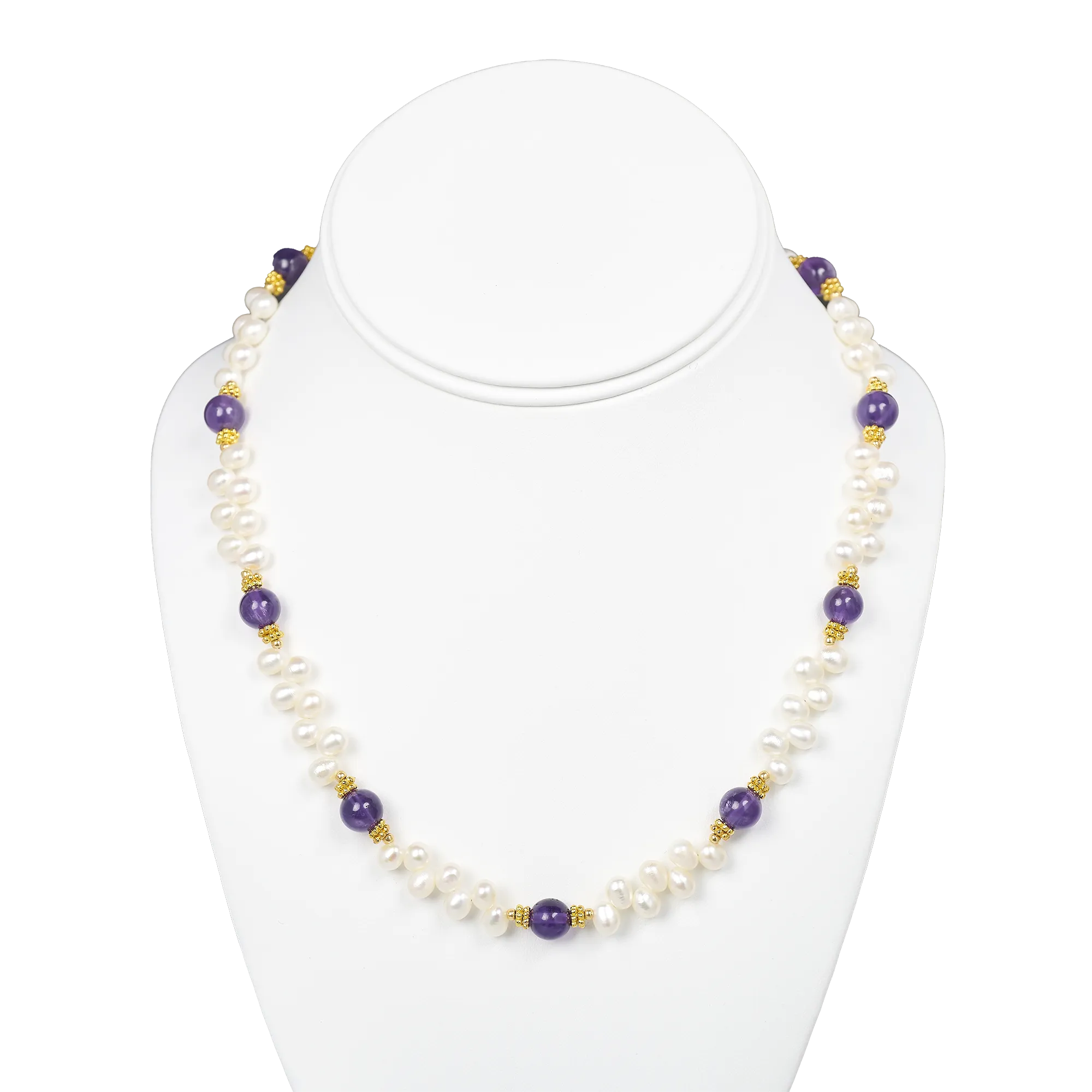 Lincoln Presidential China Inspired Amethyst and Pearl Necklace with Gold Accent