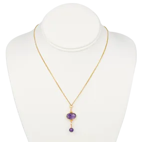 Lincoln Presidential China Inspired Faceted Amethyst Pendant Necklace with Gold Accent
