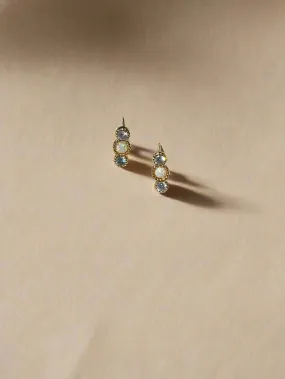 Luminous Bar CZ and Opal Gold Filled Stud Earrings