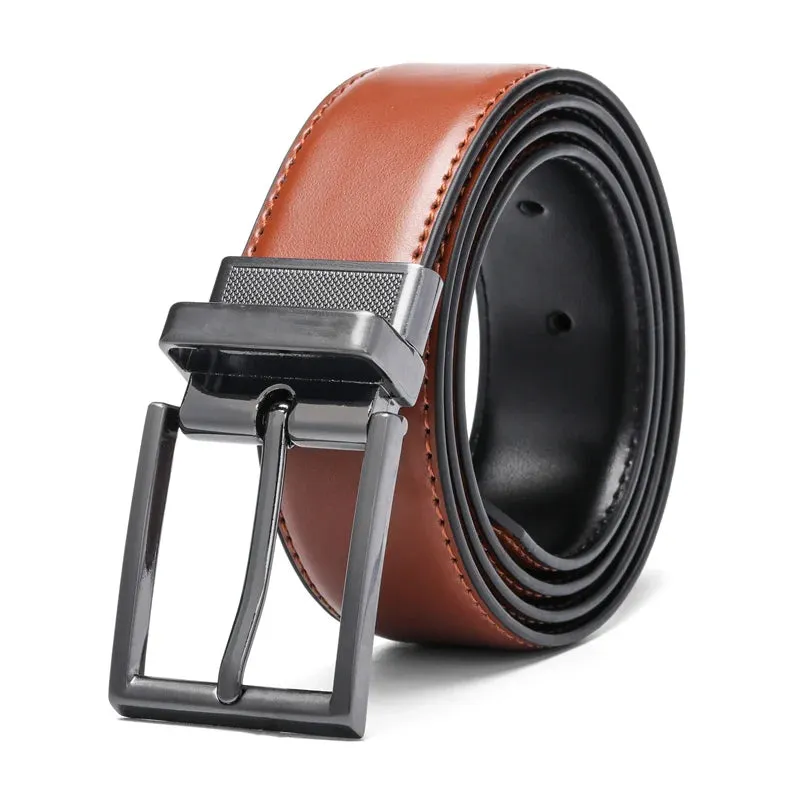 Luxury Fashion Male Reversible Leather Belt Men Business Trouser Belt Genuine Men Leather Belts For Jeans Blue Dark Brown Black