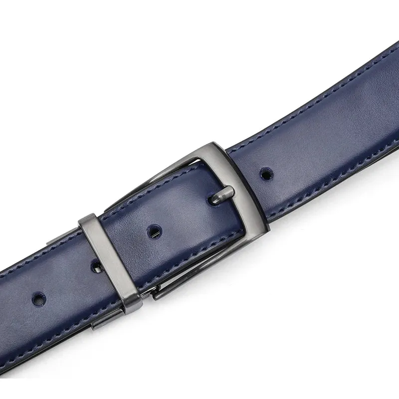 Luxury Fashion Male Reversible Leather Belt Men Business Trouser Belt Genuine Men Leather Belts For Jeans Blue Dark Brown Black