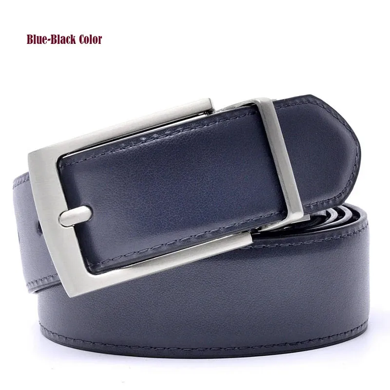Luxury Fashion Male Reversible Leather Belt Men Business Trouser Belt Genuine Men Leather Belts For Jeans Blue Dark Brown Black