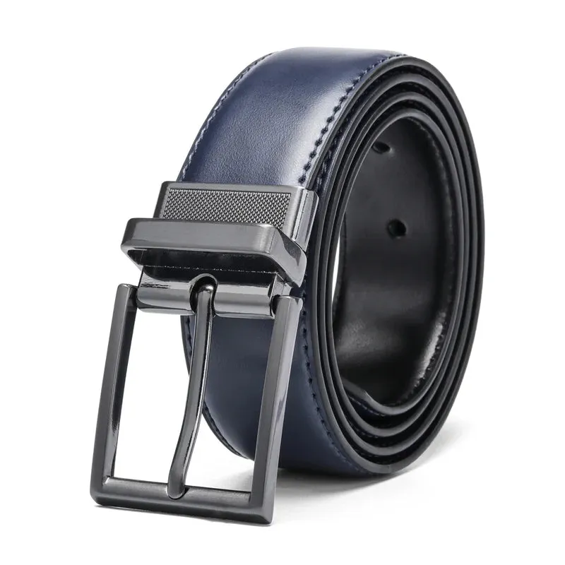 Luxury Fashion Male Reversible Leather Belt Men Business Trouser Belt Genuine Men Leather Belts For Jeans Blue Dark Brown Black