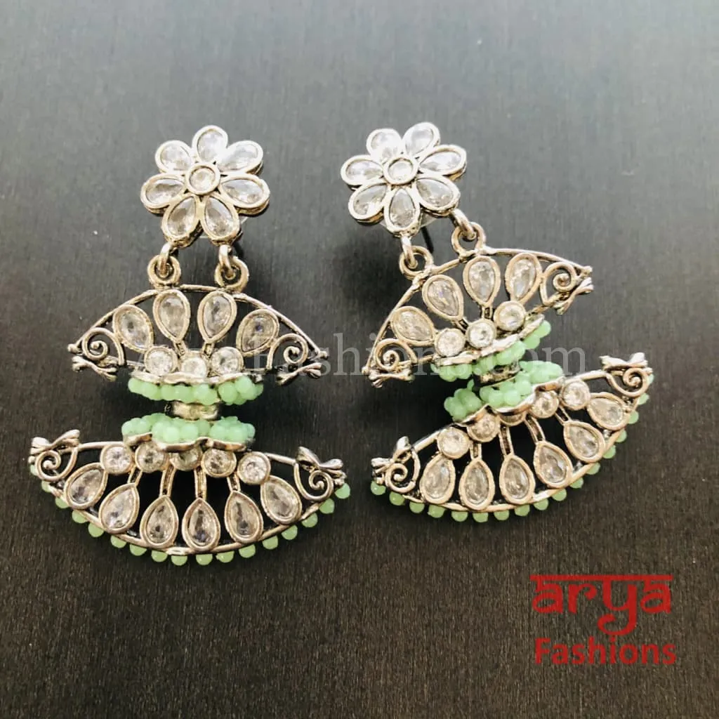 Mahi Silver Butterfly Style Earrings with colorful beads